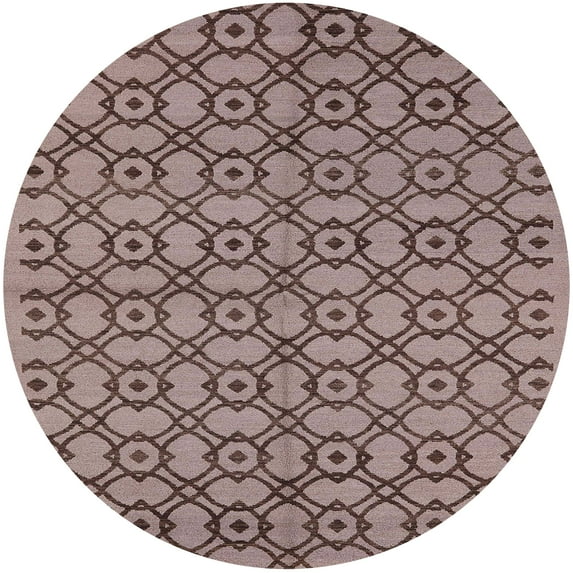 Ahgly Company Indoor Round Mid-Century Modern Khaki Rose Pink Oriental Area Rugs, 3' Round