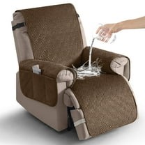 Timeles 100% Waterproof Recliner Covers, Velvet Recliner Chair Covers with Pockets, 1 Seat Recliner Sofa Covers for Kids & Pets (1 Seater 23", Coffee)