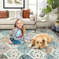 thumbnail image 5 of Garvee 10'x13' Vintage Distressed Area Rug Geometric Carpet with Non Slip Backing, Machine Washable Rug Stain Resistant Indoor Rug for Living Room Bedroom Home Office, Blue, 5 of 8