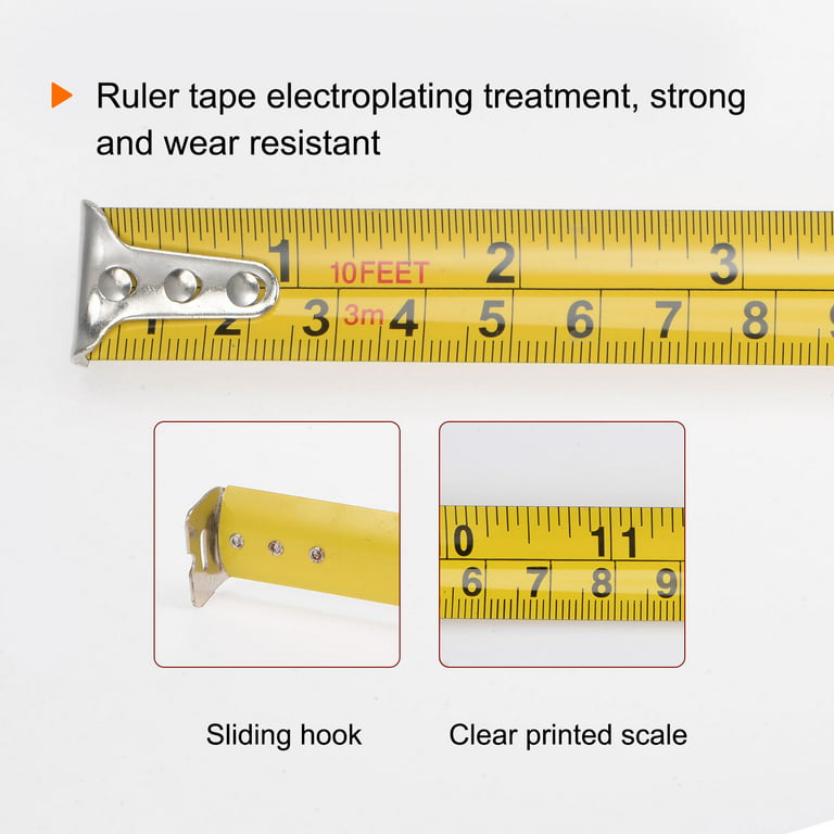  IIVVERR Yellow 10Ft 3 Meters Flexible Steel Ruler Tape