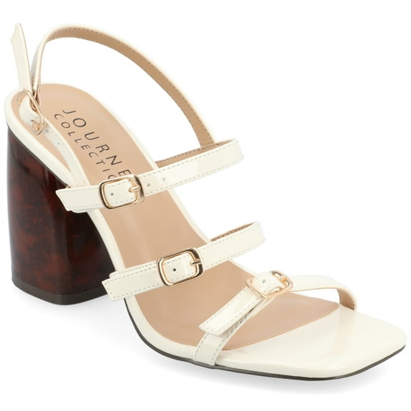 Journee Womens Norina Faux Marble Block Heel Dress Sandals