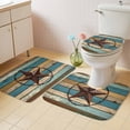 thumbnail image 4 of Vintage Country Star Bathroom Rugs Set Texas Star Non Slip Absorbent Soft Bath Mats 3 Piece Set with Bathroom Rug, U-Shaped Floor Mat, Toilet Seat Cover Small Size, 4 of 9