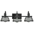thumbnail image 5 of Aspen Creative 62095, Three-Light Metal Bathroom Vanity Wall Light Fixture, 25" Wide, Transitional Design in Bronze with Metal Mesh Shade, 5 of 6