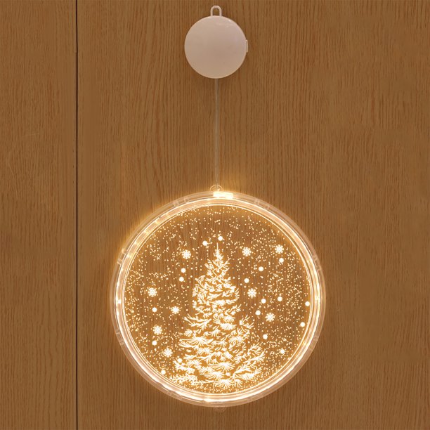Fiudx Lámpara Led Colgante 3D, Farol Acrílico Decorativo, Diseño de Ciervo de Alta Luminosidad, Funciona con Pilas, Decoración Navideña para Ventanas, Iluminación para Fiestas, Fácil Instalación, 31