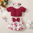 thumbnail image 5 of Mercatoo Girls Summer Clothes Solid Color Stripe Tops Flower Print Shorts and Hairband Suit Suitable Size 8 Girls Outfit Set, 5 of 9