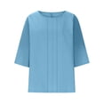 thumbnail image 4 of Women's Cotton Linen Batwing Sleeve Blouse Round Neck Pleated Casual Top 2026 Lightweight Summer Top for Daily and Home Wear, 4 of 5