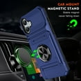 thumbnail image 2 of Designed for iPhone 16 Case Hidden with Card Holder & 360 Ring Stand/Kickstand, Hard PC + Soft TPU [Drop Protection] Heavy Duty Rugged Protective Cover For iPhone 16, Blue, 2 of 7