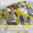 thumbnail image 4 of Mid Century Duvet Cover Set Twin Size, Yellow Grey Abstract Retro Geometric Modern 4 Piece Soft Microfiber Bedding Set with 1 Duvet Cover, 1 Flat Sheet, 2 Pillowcases, 4 of 9