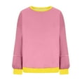 thumbnail image 5 of YODETEY Womens Crewneck Sweatshirt, No Boundaries Womens Long Sleeve Pullover Oversized Sweatshirts, Y2k Cropped Pullover Sweaters Tops,Pink,L, 5 of 5
