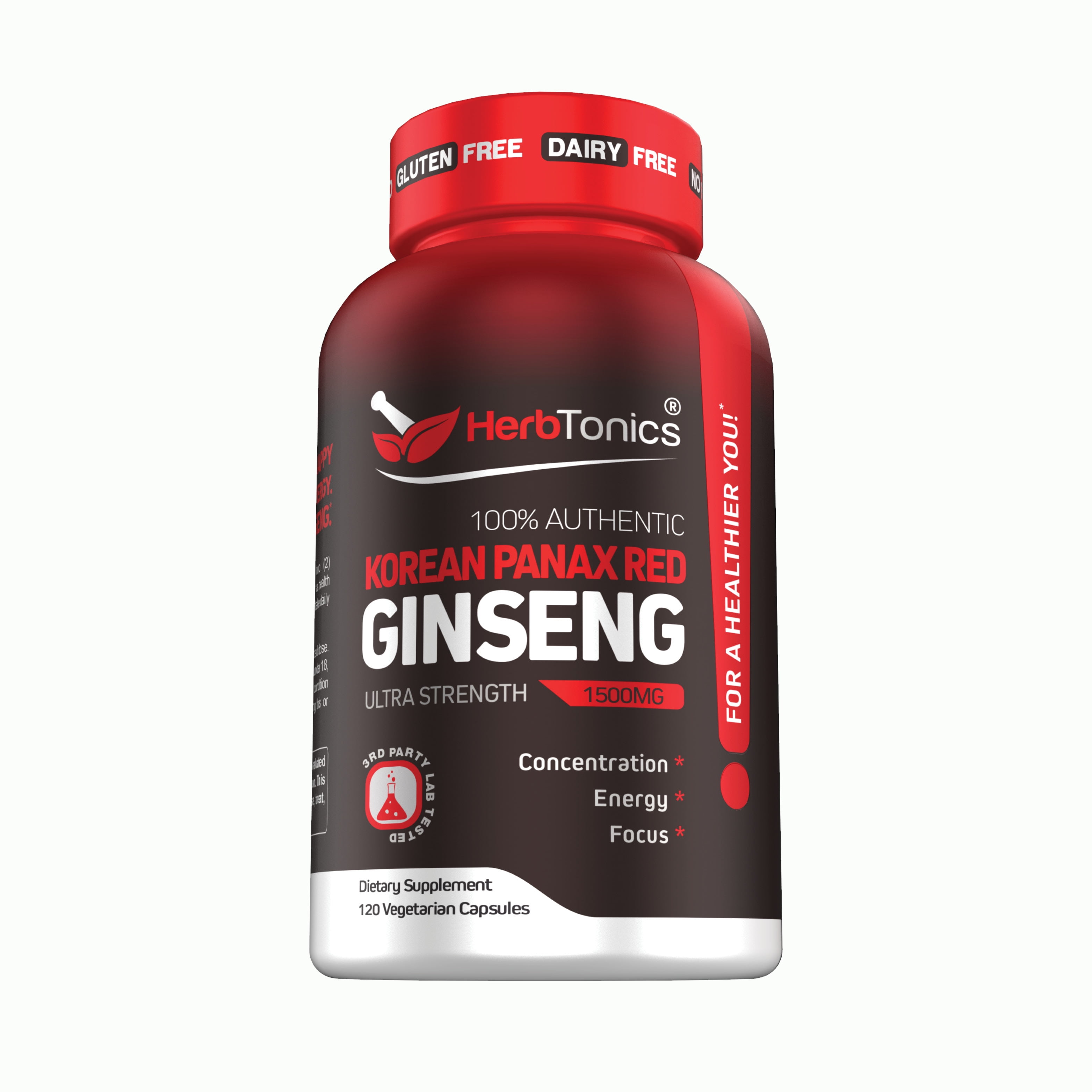 High Strength Korean Red Panax Ginseng Capsules 1500 mg Supplement