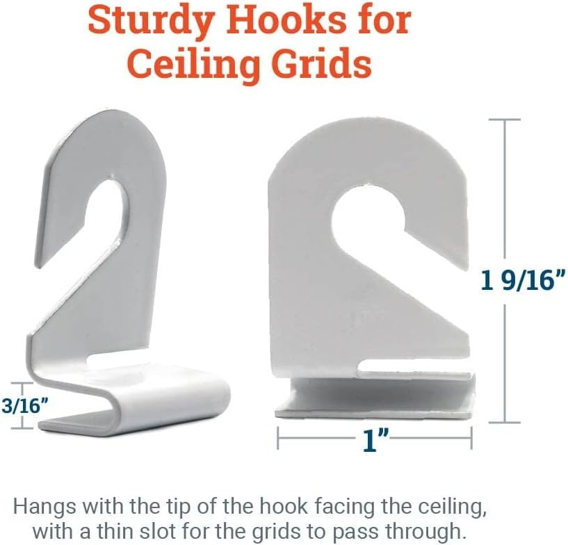 Picture Hang Solutions - 15-lb Capacity Drop Ceiling Hooks (100 pieces per pack)