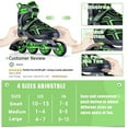 thumbnail image 6 of 2PM SPORTS Unisex Adjustable Inline Roller Skates, Green and Black, 5.31 in, 6 of 6