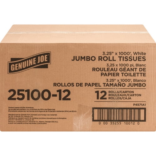 Genuine Joe Jumbo Roll Bath Tissues - 2 Ply - 3.25 Genuine Joe Jumbo Roll Bath Tissues - 2 Ply - 3.25