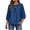 #0248-Blue, variant on Womens Tie Front Blouse 3/4 Puff Sleeve Round Neck Keyhole Loose Fit Casual Tops