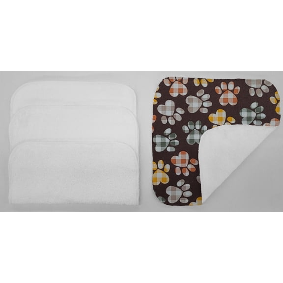 Puppy Love Dog Paws Washcloths (Set of 4) by Penny's Needful Things (Towel Color: White) (Brown)