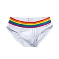 thumbnail image 2 of zeranth Men Briefs Mid Waist Elastic Rainbow Color Anti-septic U Convex Contrast Color No Constraint Casual Men Underpants Sport Underwear, 2 of 7