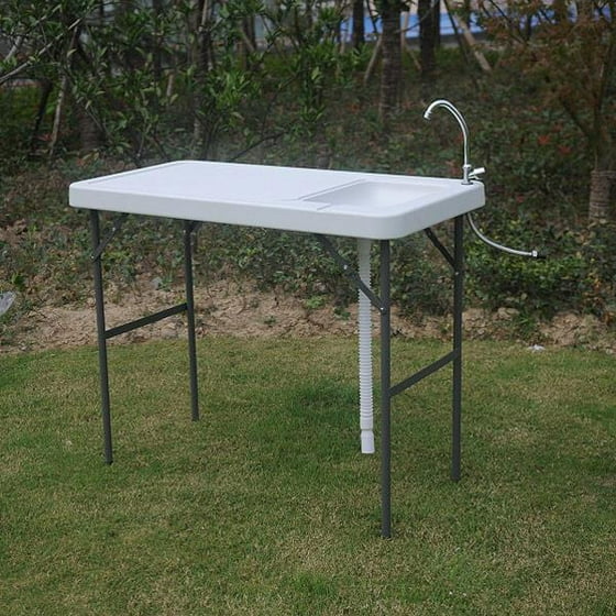 Ktaxon Portable Folding Table Fish Fillet Hunting Cleaning Cutting Camping Picnic Outdoor Gardening With Sink Faucet