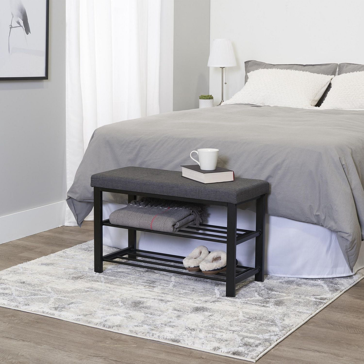 neatfreak! Fabric Upholstered Shoe Storage Bench