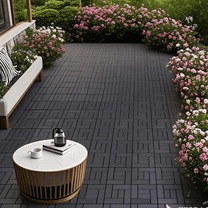 ZZ Style 12" Patio Deck Tiles,44pcs, DIY Module Interlocking Decking Tiles Floor Tile Outdoor and Indoor,Easy and Quick Installation Court Tiles for Porch Poolside Balcony Backyard,DARK GRAY