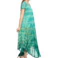 thumbnail image 3 of Sakkas Kaylaye Long Tie Dye Ombre Embroidered Cap Sleeve Caftan Dress / Cover Up - Aqua - One Size Regular, 3 of 5