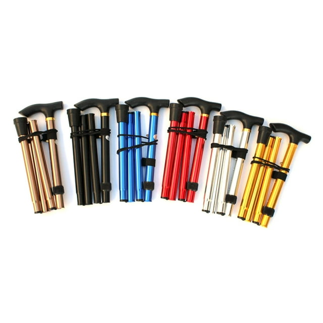 Canne Pliante en Alliage d'Aluminium Bâton de Marche Portable Randonnée Randonnée Bâtons Antidérapants 4 Sections Canne Réglable avec Poignée Confortable