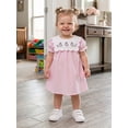 thumbnail image 4 of BemeyourBBs Toddler Baby Girl Summer Striped Dress Little Baby Girl Silly Goose Big Sister Outfit 12 18 24 Months 2 3 4 5 Years Scalloped Collar Puff Short Sleeve Silly Goose Floral Embroidery Dress, 4 of 9
