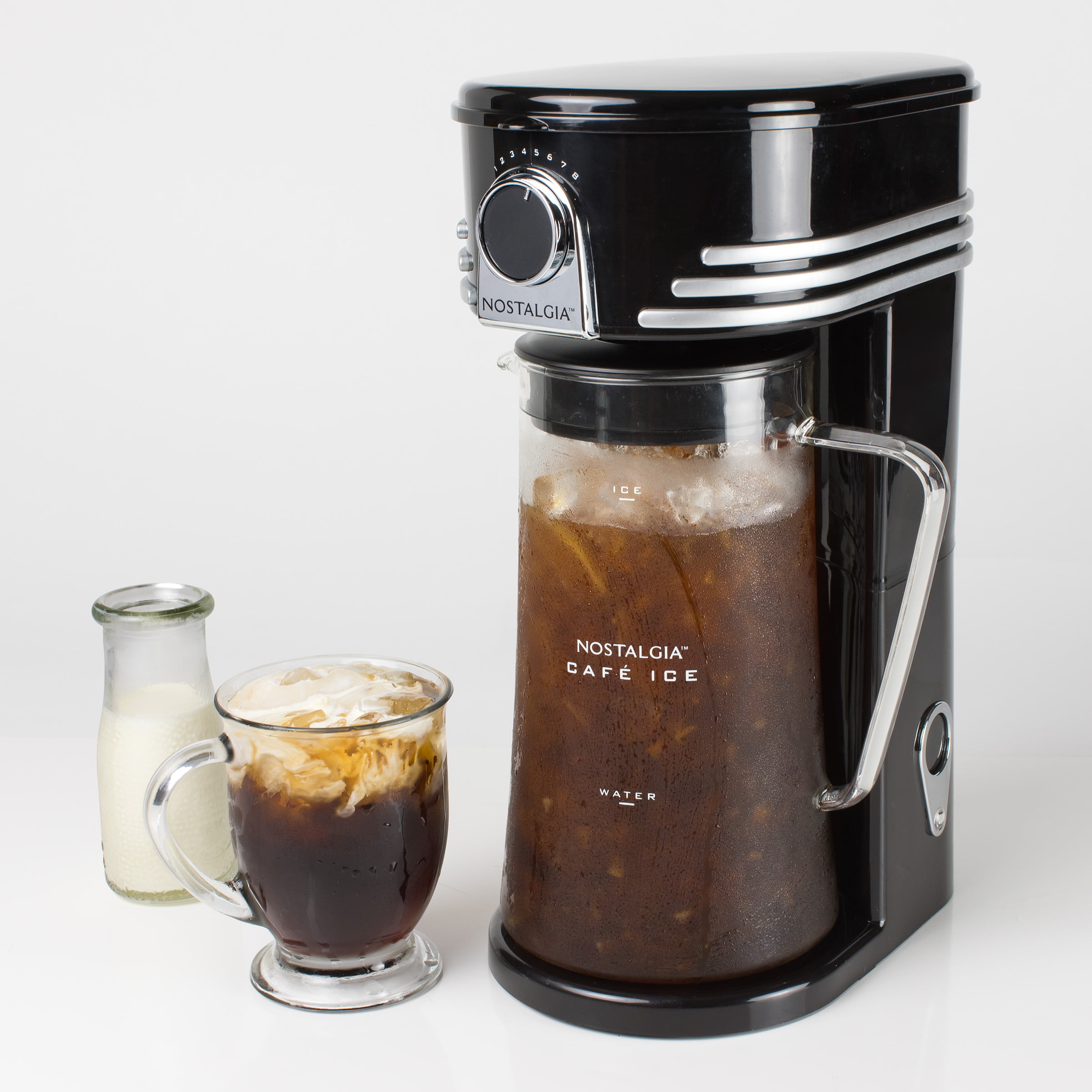 Nostalgia Café' Ice 3-Quart Iced Coffee and Tea Brewing System with Plastic  Pitcher, Black 
