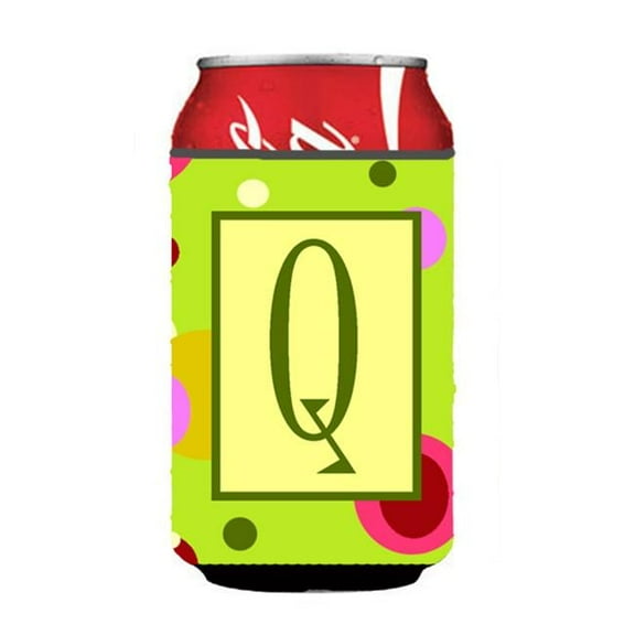 Letter Q Initial Monogram - Green Can or Bottle  Hugger