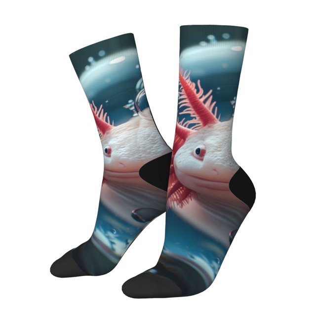 Fotbe Bubbles Axolotl Fantasy Calcetas Largas con Estampado para Hombre y Mujer – Calcetas de Compresión Transpirables y Elásticas, Viajar y Uso Diario Talla 5-11