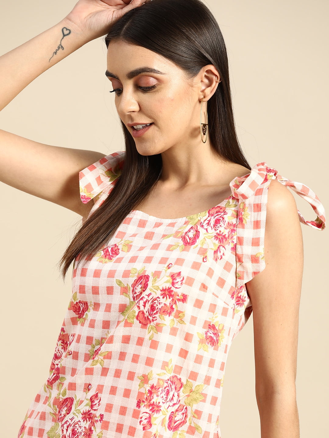Anouk - By Myntra Kurti Set For Women Indian Style Square Neck Pink ...