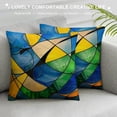 thumbnail image 3 of Acheng Short Plush Pillowcase 1 Piece Gold and Blue Abstract Art White, 3 of 5