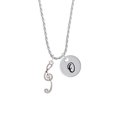 thumbnail image 2 of Delight Jewelry Silvertone Long Curly Clef Silvertone Script Initial Disc - O - Charm Necklace, 20"+3", 2 of 4