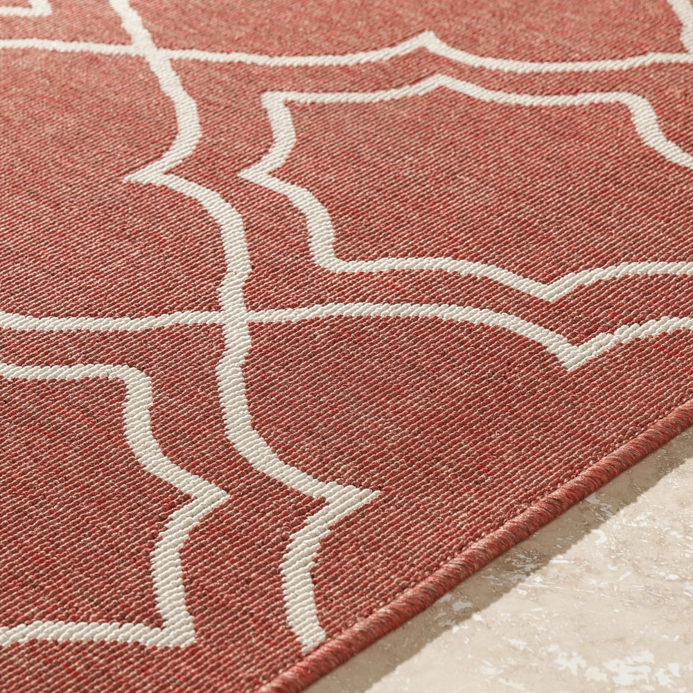 Livabliss Outdoor Rugs, 2x8 Alfresco Cottage Red Runner Area Rug for Patio, Porch, Deck, Backyard, Waterproof Indoor Outdoor Carpet (2'5" x 7'10" Runner)