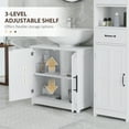 thumbnail image 5 of HOMCOM Farmhouse Pedestal Sink Storage Cabinet, Freestanding Bathroom Sink Cabinet with 2 Barn Doors and Adjustable Shelf, White, 5 of 9