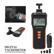 Digital Laser Photo Tachometer Non Contact RPM Tach Meter Motor Speed Gauge 1.099999RPM Accuracy Handheld Motor Speedometer W/ LCD Backlit Display Data Memory/Hold Auto Power off