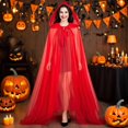 thumbnail image 5 of Hooded Cloak Adult Sheer Cape Witch Queen Cosplay Costume for Halloween Christmas Special Festivals Renaissance, 5 of 7