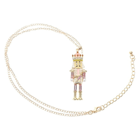 Festive Nutcracker Necklace For Women Christmas Pendant Necklace Cartoon Design Alloy Zirconia Stones