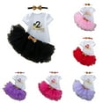 thumbnail image 3 of Hpapadks Baby Girl Outfits Birthday Party Cute Short Sleeve Printed Romper Tops Tutu Dress Hairband 3 Piece Set Toddler Girls Clothes Hot Pink 3-6 m, 3 of 3