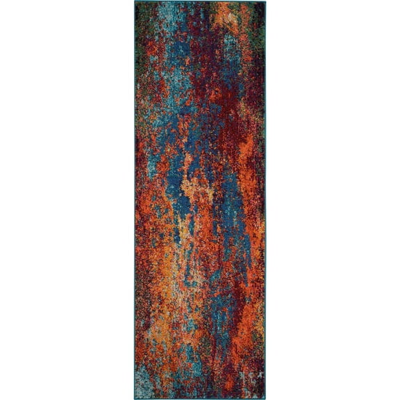 2' X 6' Atlantic Abstract Power Loom Non Skid Runner Rug