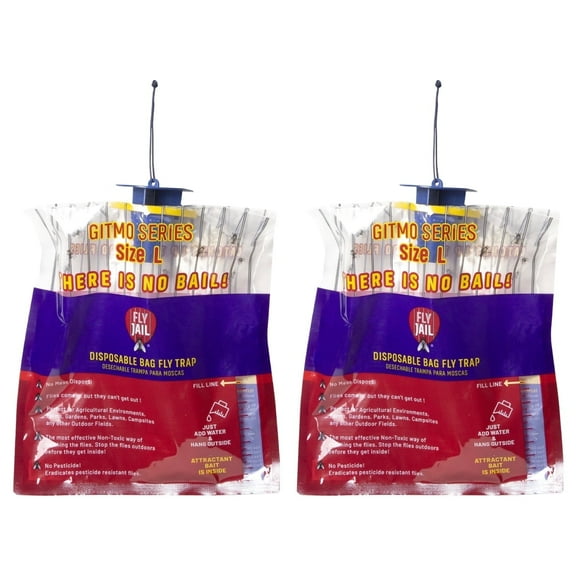 FLY JAIL Large Bags Disposable Outdoor Fly Trap Pre-Baited High-Capacity Fly Catcher(2 Pack)