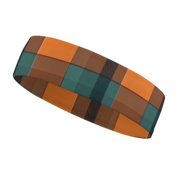 Sports Sweatband 15 In Comfortable Seamless Joint Stability Can Absorb A Lot Of Sweat Orange And Blue Checkered Pattern