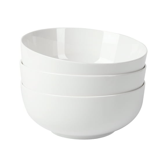 64 Ounce Porcelain Bowls Set, 3 Pieces 8 inch White Ceramic Bowls Set