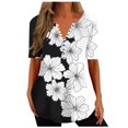 thumbnail image 2 of Black and Friday Azrian Tops Saving!,Women's Summer V-neck Print Casual Loose Top Short Sleeve V-neck Button Blouses Tops Clearance Sale, 2 of 5