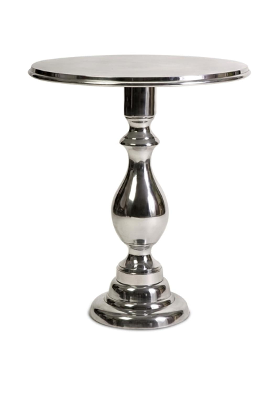 25.5" Sleek Modern Dorset Polished Aluminum Accent Pedestal Side Table
