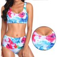 thumbnail image 2 of 1 Set Bikini Swimsuits Flower Pattern Bikini Set Two Piece Bathing Swim Suites for Girls Women (Red) Size S, 2 of 8