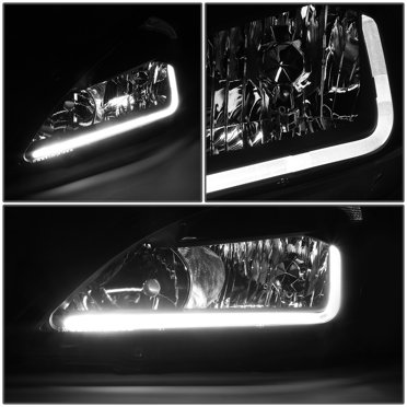 LED DRL Headlight Assembly For 2003-2007 Honda Accord – Black Housing / Amber Reflector – Speed Daddy