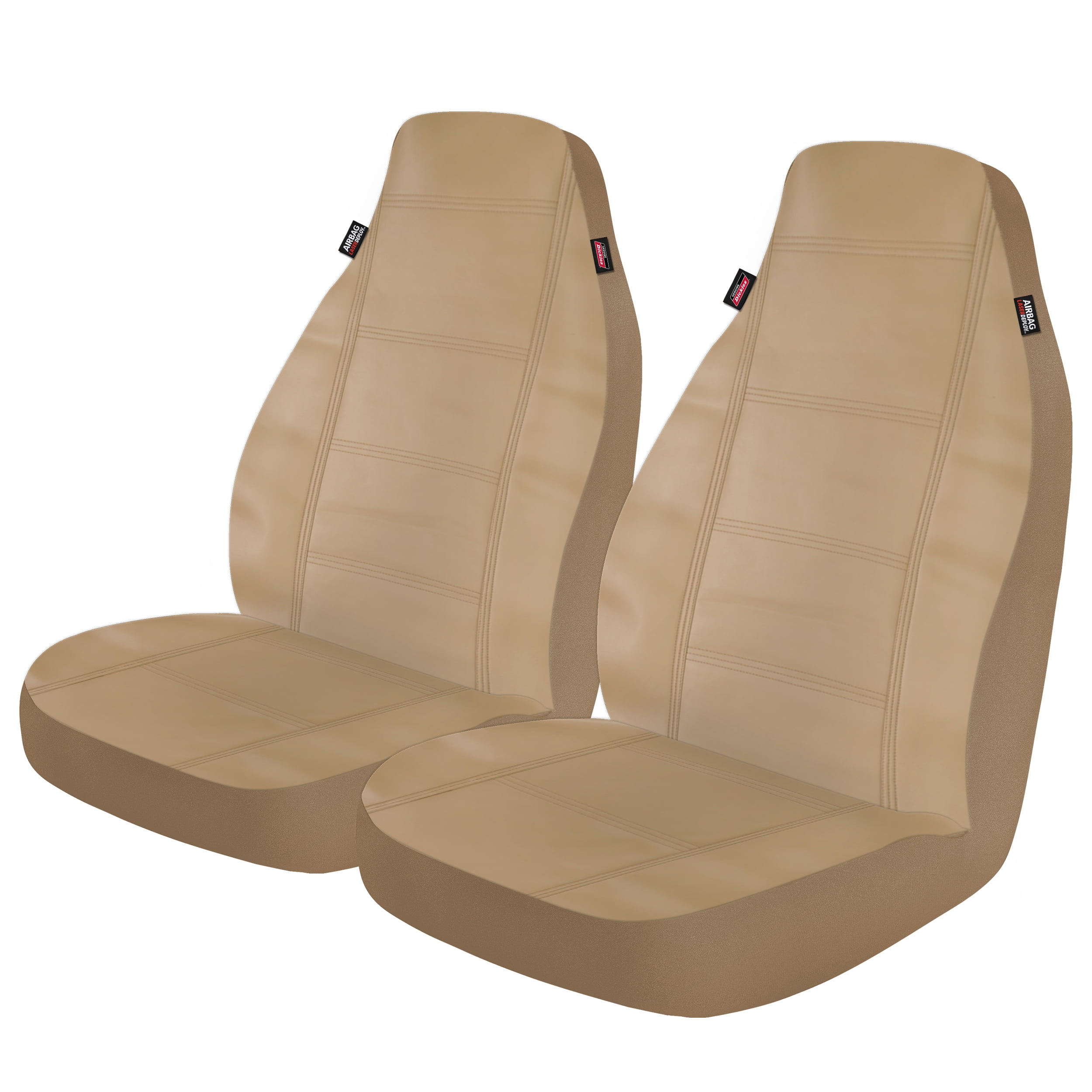 carXS PU Leather Car Seat Covers Full Set Front & Rear Cover in Tan Beige