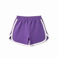 thumbnail image 2 of ZHOGXU Children Summer Boys Girls Shorts Elastic Waist Color Block Breathable Comfortable Soft Shorts For Casual Daily Wear,Purple,14-15 Years, 2 of 4