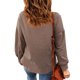 thumbnail image 5 of Blusa Manga Larga Cuello Alto Color Puro Cordón Casual Cómodo Tops para Mujer Marrón S, 5 of 7