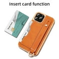 thumbnail image 5 of Elehold Luxury Leather Hand Strap Card Slot Case Compatible with iPhone 14 Plus 6.7 Inch with Shockproof Kickstand Lanyard For iPhone 14 Plus,Orange, 5 of 6